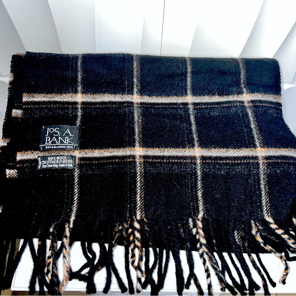 Jos A Bank Wool Plaid Scarf